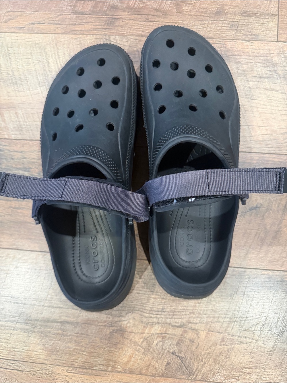 CROCS Black Classic Clog with Adjustable Heel Strap  comfort, size13